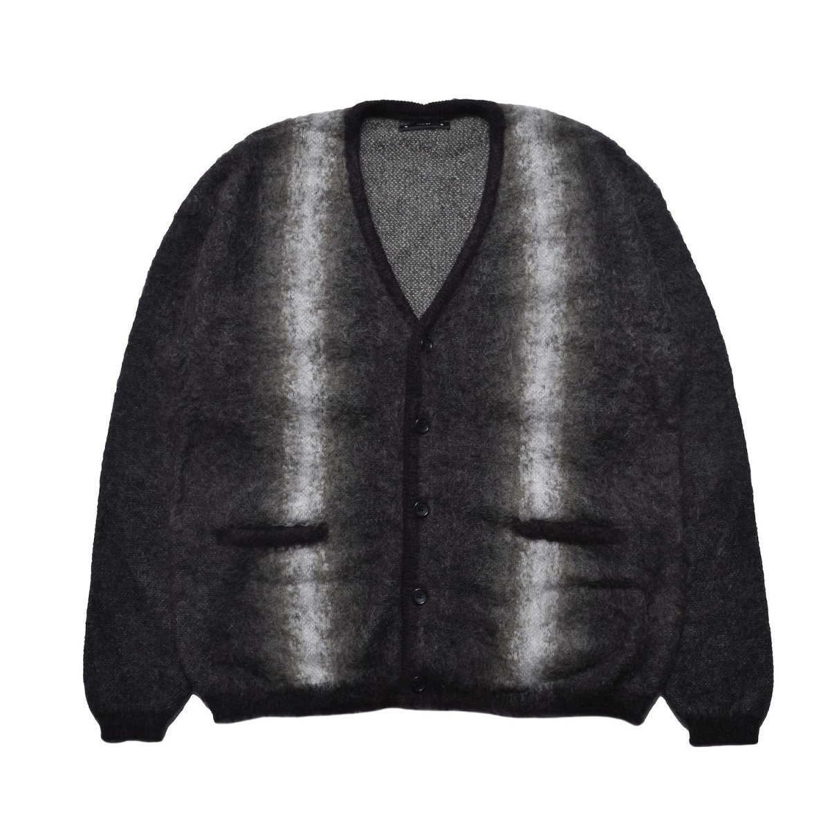 画像1: MINEDENIM  Fuzzy Stripe Mohair Knit Cardigan (1)