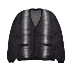 画像1: MINEDENIM  Fuzzy Stripe Mohair Knit Cardigan (1)