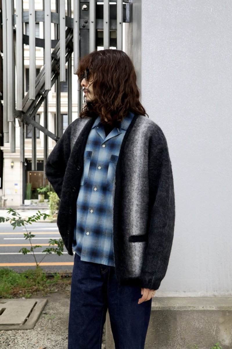 画像3: MINEDENIM  Fuzzy Stripe Mohair Knit Cardigan (3)