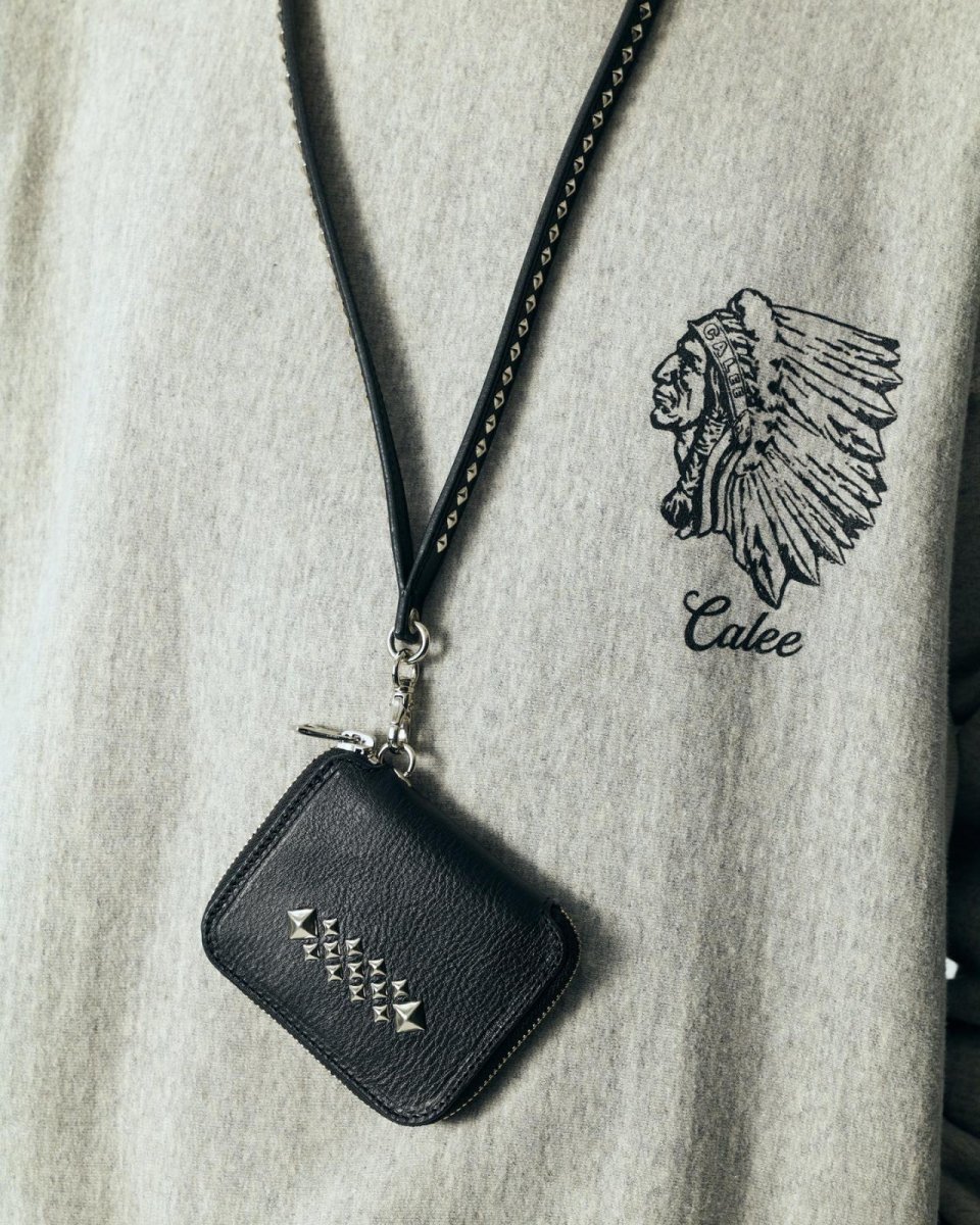 画像3: CALEE  STUDS LEATHER ZIP MULTI WALLET (3)