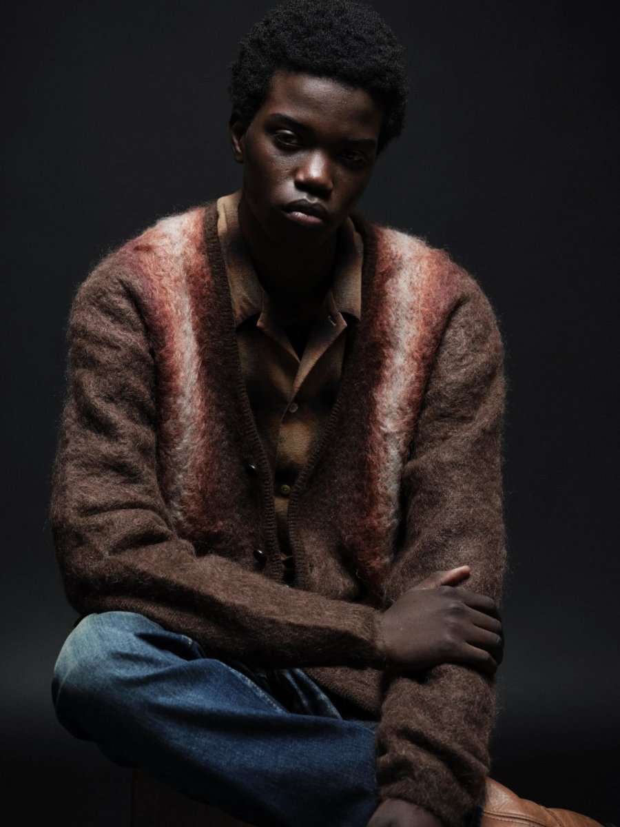 画像23: MINEDENIM  Fuzzy Stripe Mohair Knit Cardigan (23)