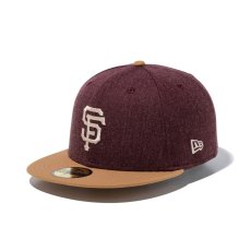 画像1: NEW ERA  59FIFTY Heather Pack サンフランシスコ・ジャイアンツ ヘザーマルーン ウィートバイザー (1)