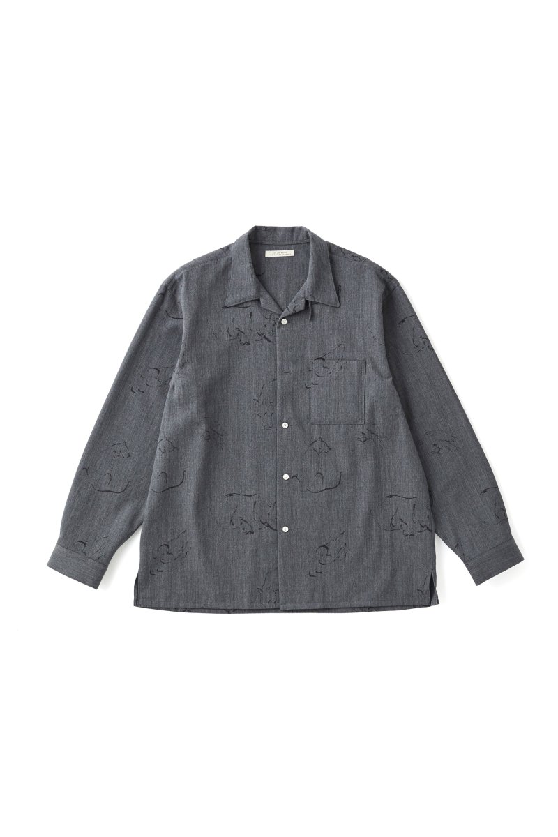 画像1: OLD JOE   ORIGINAL PRINTED OPEN COLLAR SHIRTS (Animal Drawing) Long-sleeve (1)
