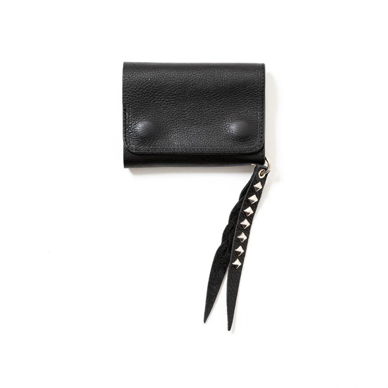 小物 CALEE STUDS LEATHER FLAP HALF WALLET CALEE - 【ラスト1点】STUDS LEATHER FLAP HALF WALLET (BLACK