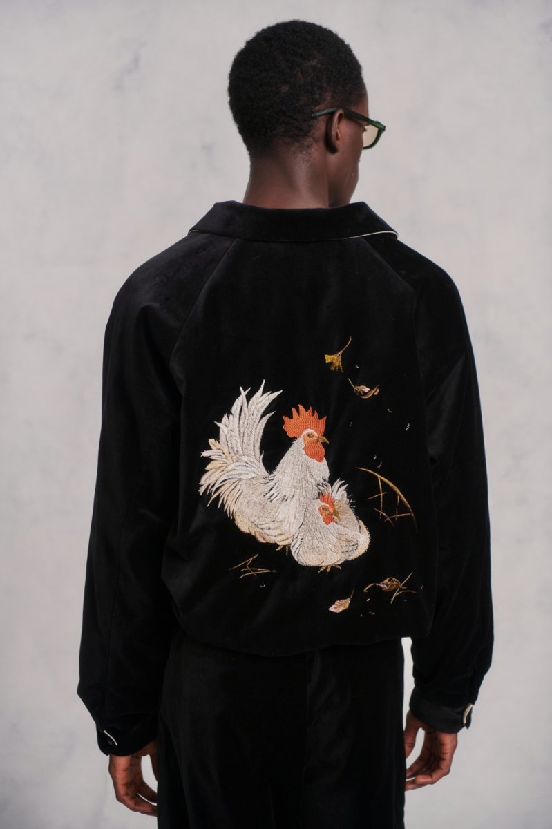 画像12: OLD JOE   STUNNING VELVET SOUVENIR JACKET(Niwatori to Hiyoko) (12)