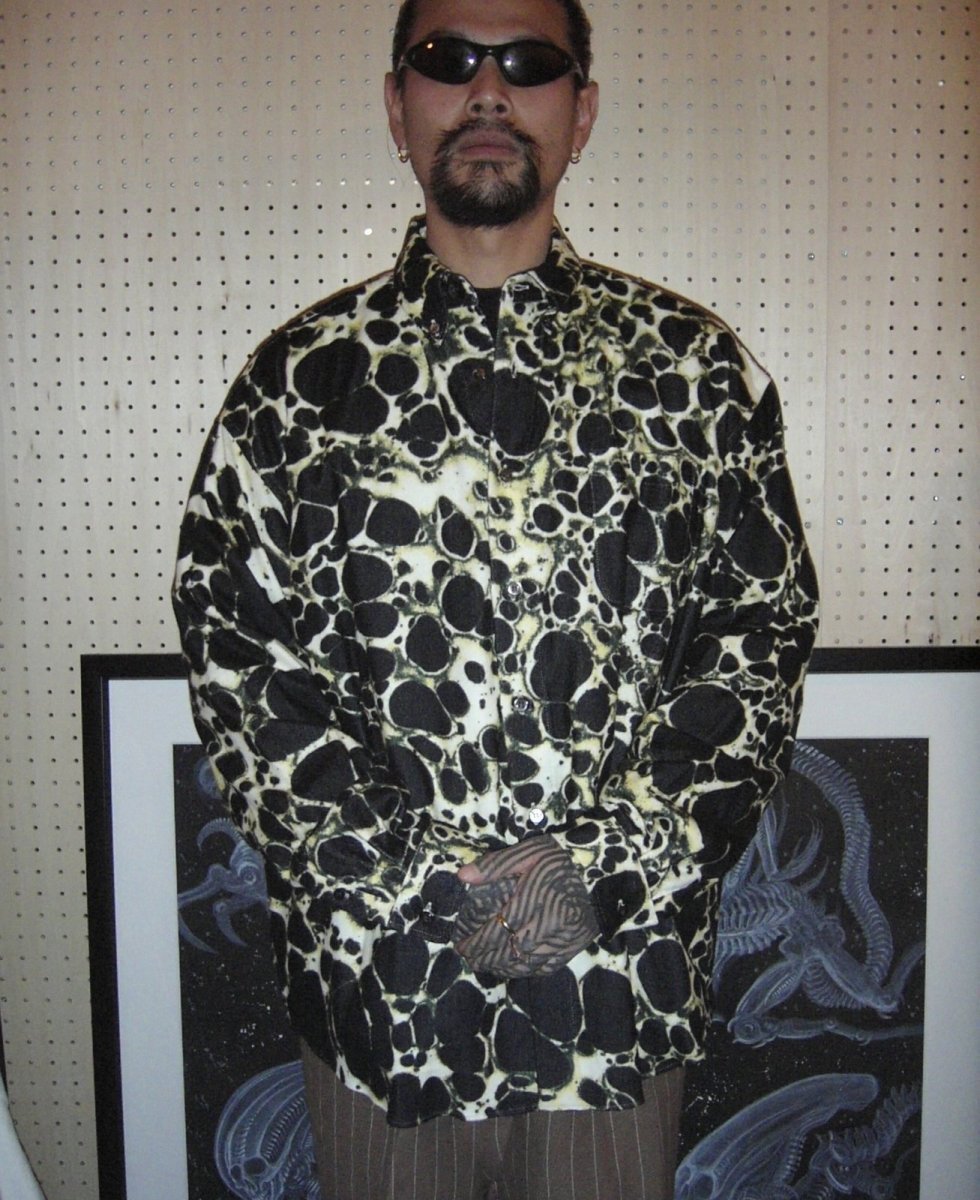 画像6: exodus  ABSTRACT SHATTER OPEN COLLAR SHIRT (6)
