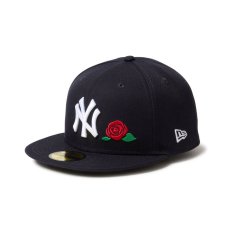 画像1: NEW ERA  59FIFTY With Rose ニューヨーク・ヤンキース ネイビー (1)