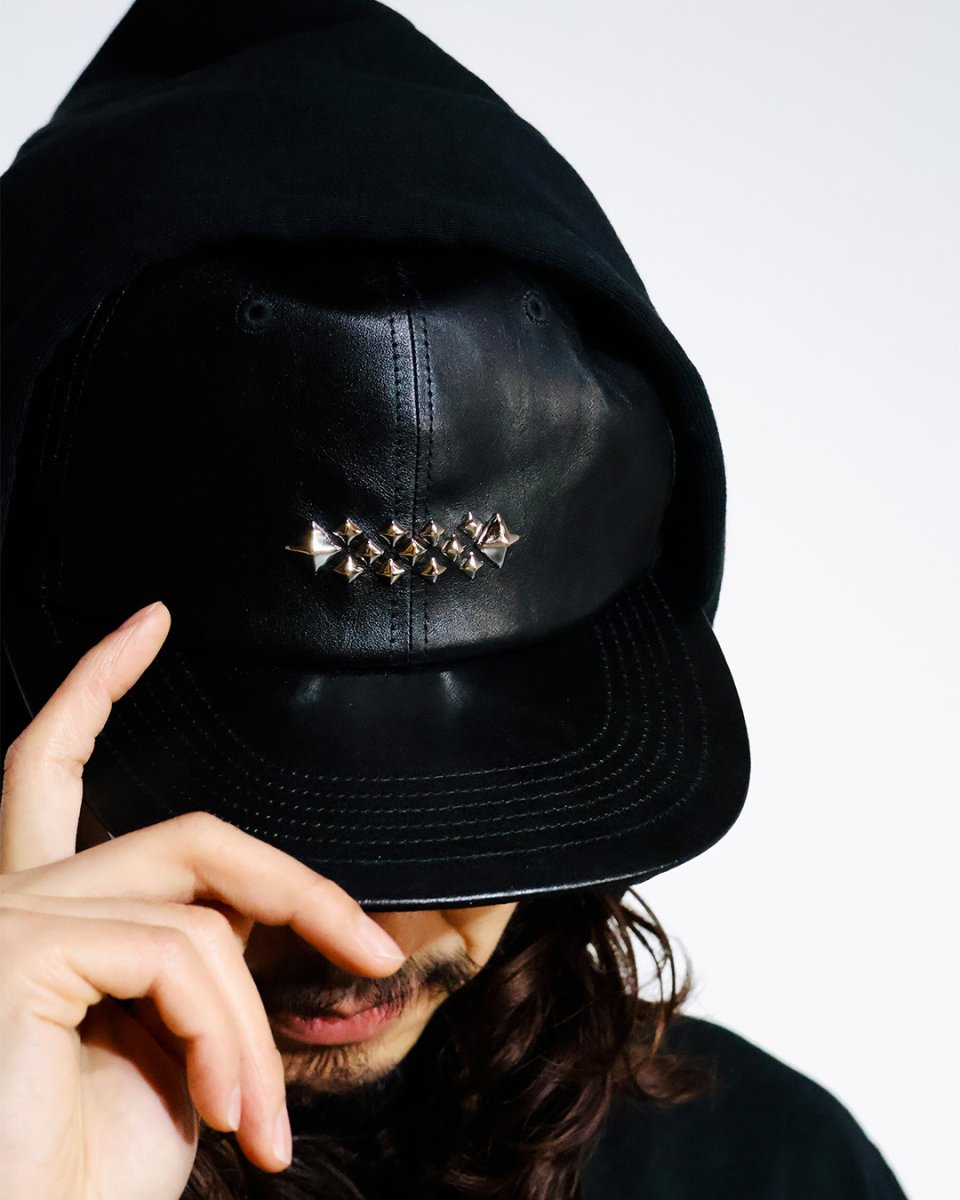 画像2: CALEE  STUDS LEATHER SOLID CAP (2)