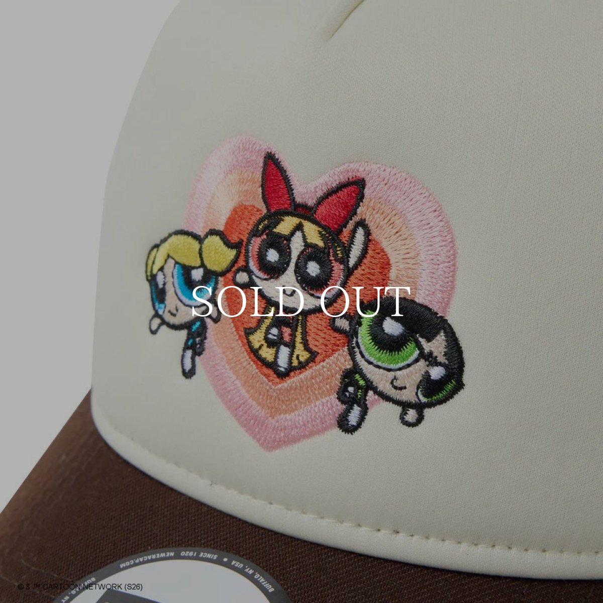 画像2: NEW ERA  9FORTY A-Frame Trucker The Powerpuff Girls パワーパフ ガールズ ハート クロームホワイト/バーントウッド (2)