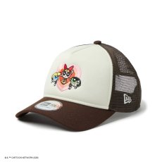 画像1: NEW ERA  9FORTY A-Frame Trucker The Powerpuff Girls パワーパフ ガールズ ハート クロームホワイト/バーントウッド (1)
