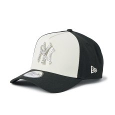 画像1: NEW ERA  9FORTY A-Frame MLB パール バッジ Pearl Badge ニューヨーク・ヤンキース ブラック/クロームホワイト (1)