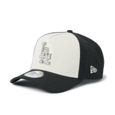 画像1: NEW ERA  9FORTY A-Frame MLB パール バッジ Pearl Badge ロサンゼルス・ドジャース ブラック/クロームホワイト (1)