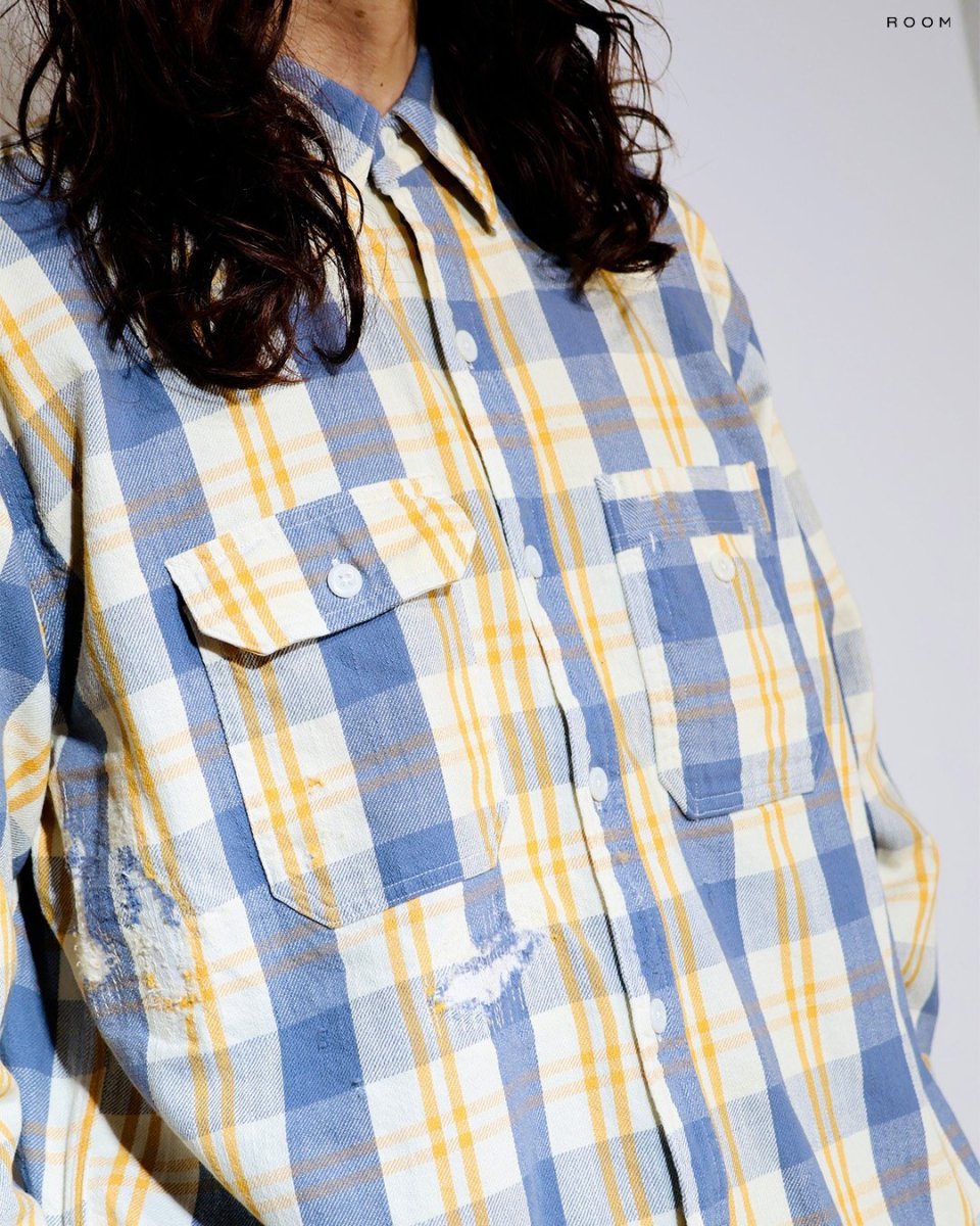 画像6: BOW WOW  UNIQUE POCKET CHECKED FLANNEL SHIRT AGED (6)