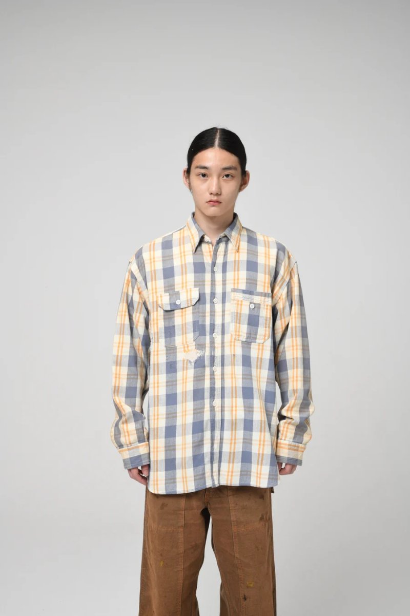画像32: BOW WOW  UNIQUE POCKET CHECKED FLANNEL SHIRT AGED (32)
