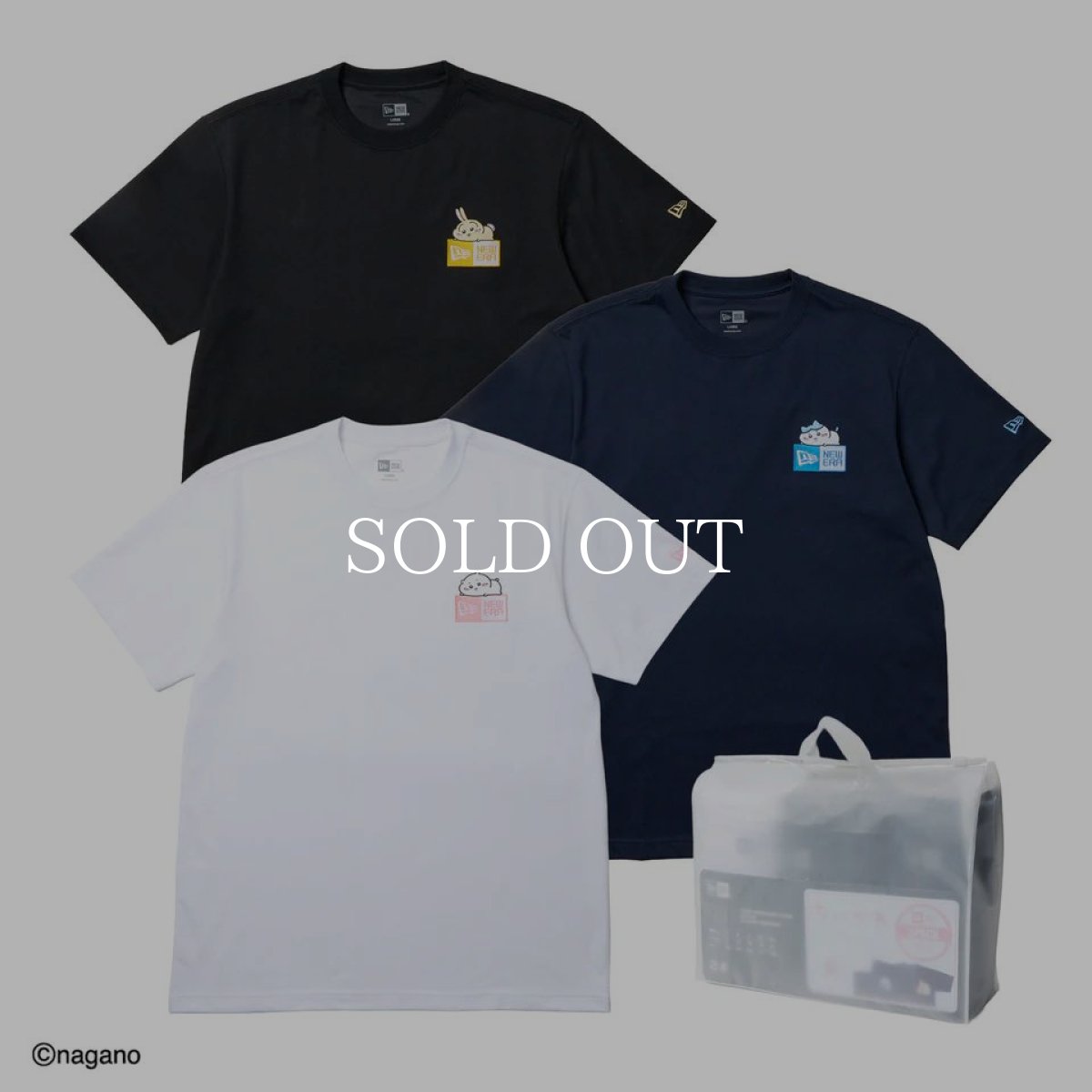 画像1: NEW ERA  3-Pack 半袖 パフォーマンス Tシャツ ちいかわ / ちいかわ・ハチワレ・うさぎ ホワイト/ブラック/ネイビー (1)