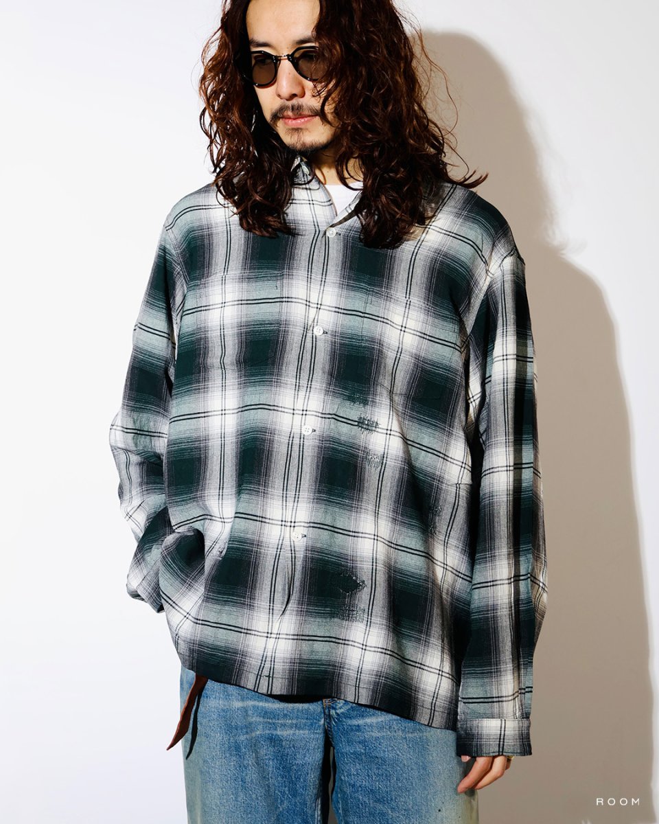画像3: BOW WOW  REMADE RAYON PLAID SHIRT AGED (3)