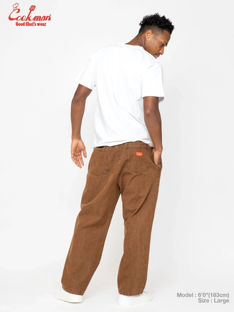 画像5: COOKMAN  シェフパンツ Chef Pants Semiwide Denim Brown (5)
