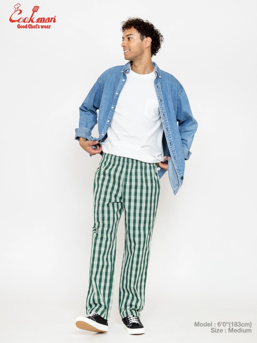 画像4: COOKMAN  シェフパンツ Chef Pants Semiwide PALAKA Check Green (4)