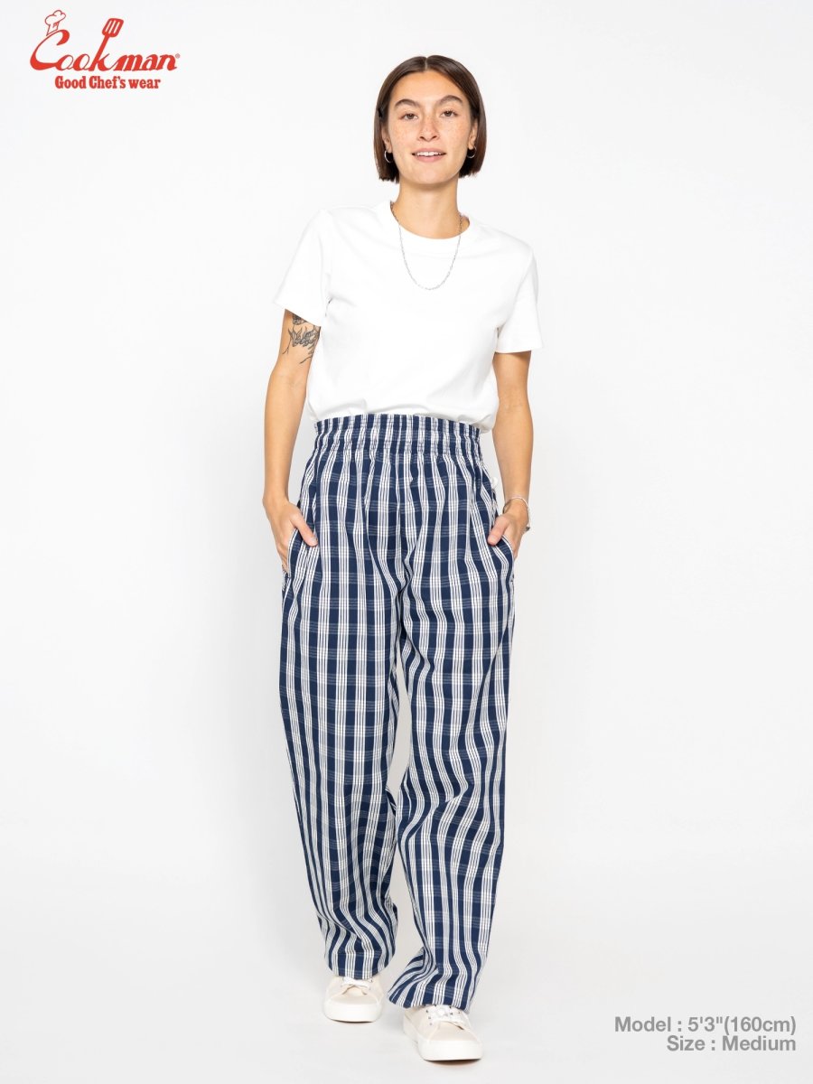 画像6: COOKMAN  シェフパンツ Chef Pants Semiwide PALAKA Check Navy (6)