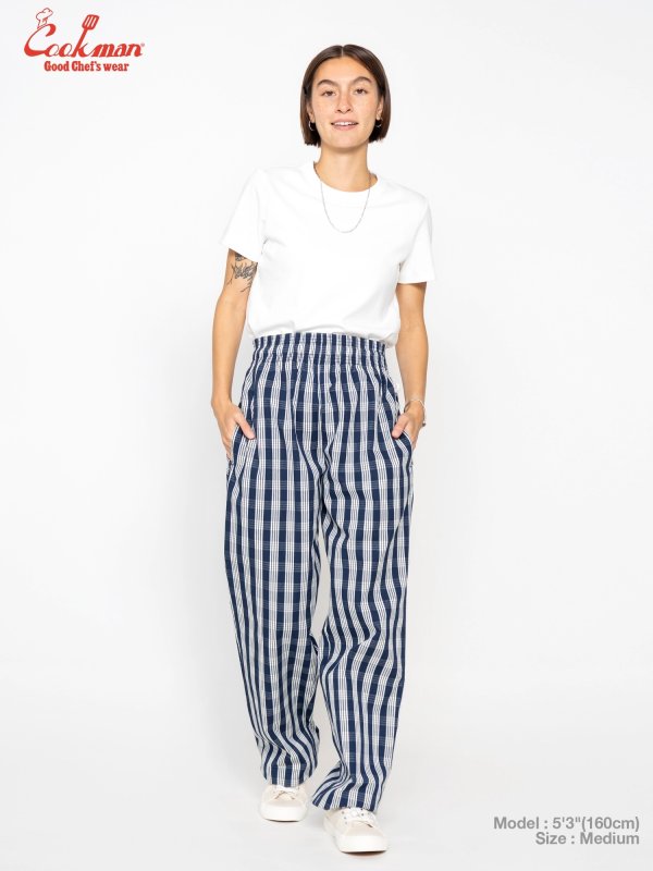 パンツ A COOKMAN シェフパンツ Chef Pants Semiwide PALAKA Check Navy 231