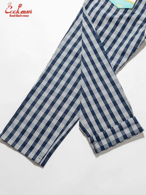 COOKMAN シェフパンツ Chef Pants Semiwide PALAKA Check Navy 231
