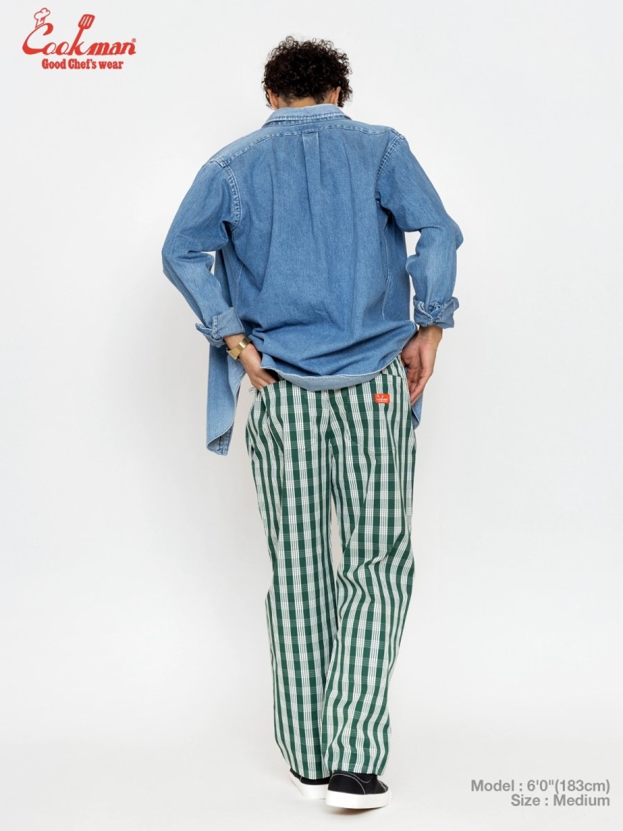 画像5: COOKMAN  シェフパンツ Chef Pants Semiwide PALAKA Check Green (5)