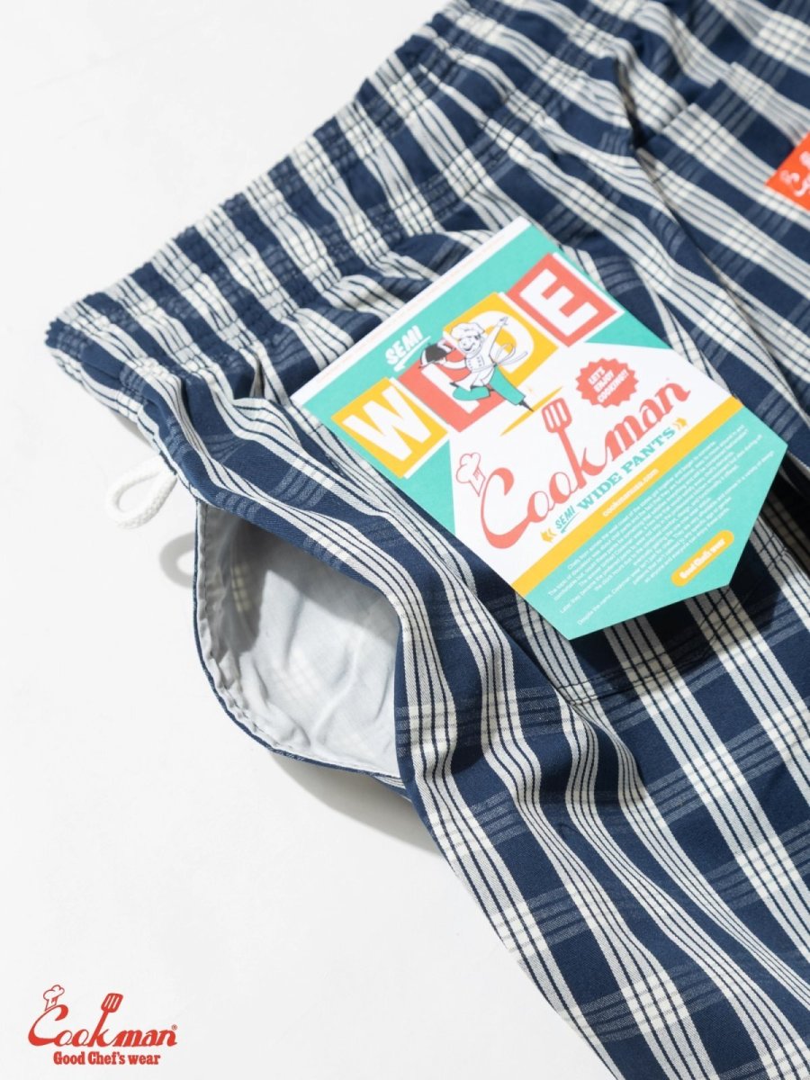 画像10: COOKMAN  シェフパンツ Chef Pants Semiwide PALAKA Check Navy (10)