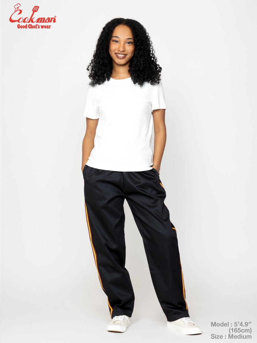 画像4: COOKMAN  シェフパンツ Chef Pants Semiwide Wienerschnitzel Side Line Black (4)