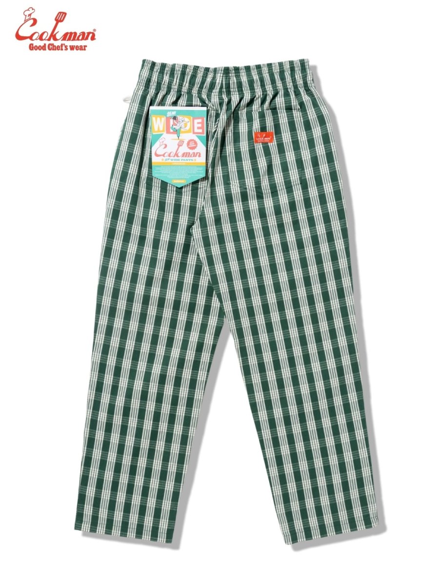 画像3: COOKMAN  シェフパンツ Chef Pants Semiwide PALAKA Check Green (3)
