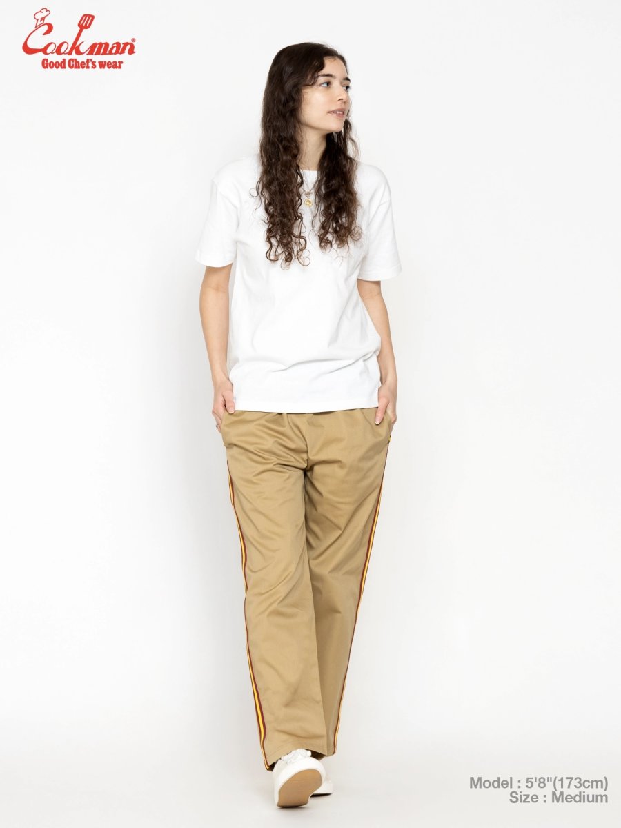 画像4: COOKMAN  シェフパンツ Chef Pants Semiwide Wienerschnitzel Side Line Beige (4)