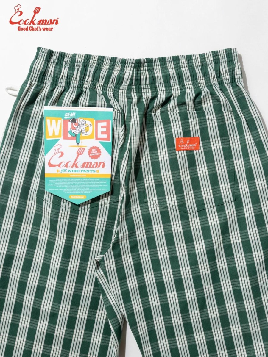 画像9: COOKMAN  シェフパンツ Chef Pants Semiwide PALAKA Check Green (9)