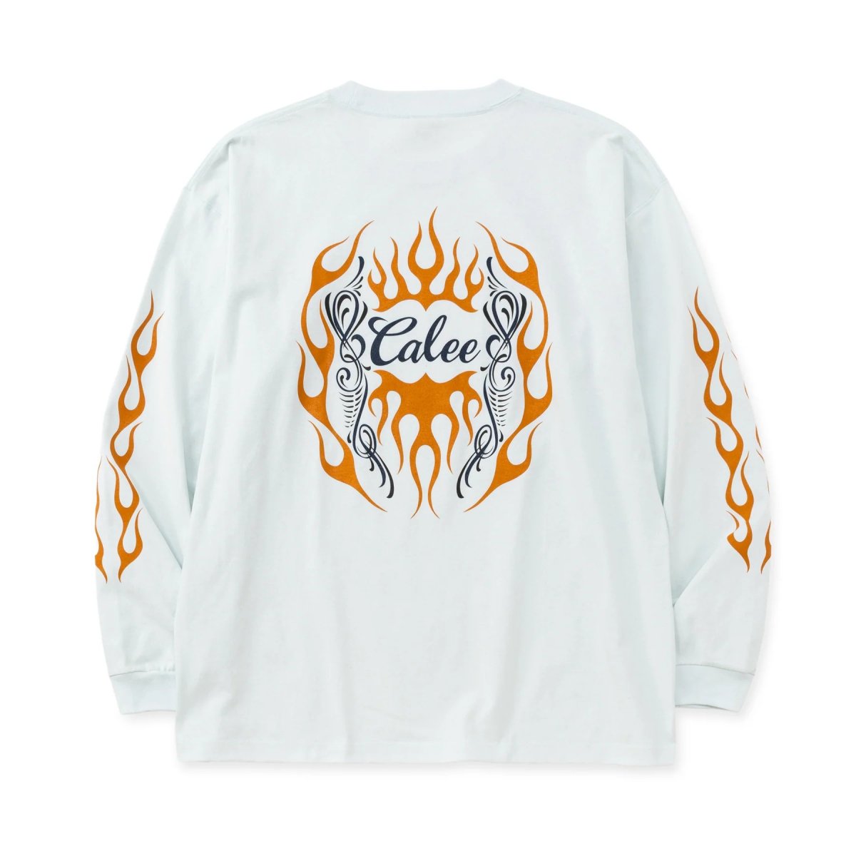 画像9: CALEE  VINTAGE TYPE FLAME LOGO PINSTRIPING L/ S TEE ＜NATURALLY PAINT DESIGN＞ (9)