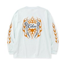 画像9: CALEE  VINTAGE TYPE FLAME LOGO PINSTRIPING L/ S TEE ＜NATURALLY PAINT DESIGN＞ (9)