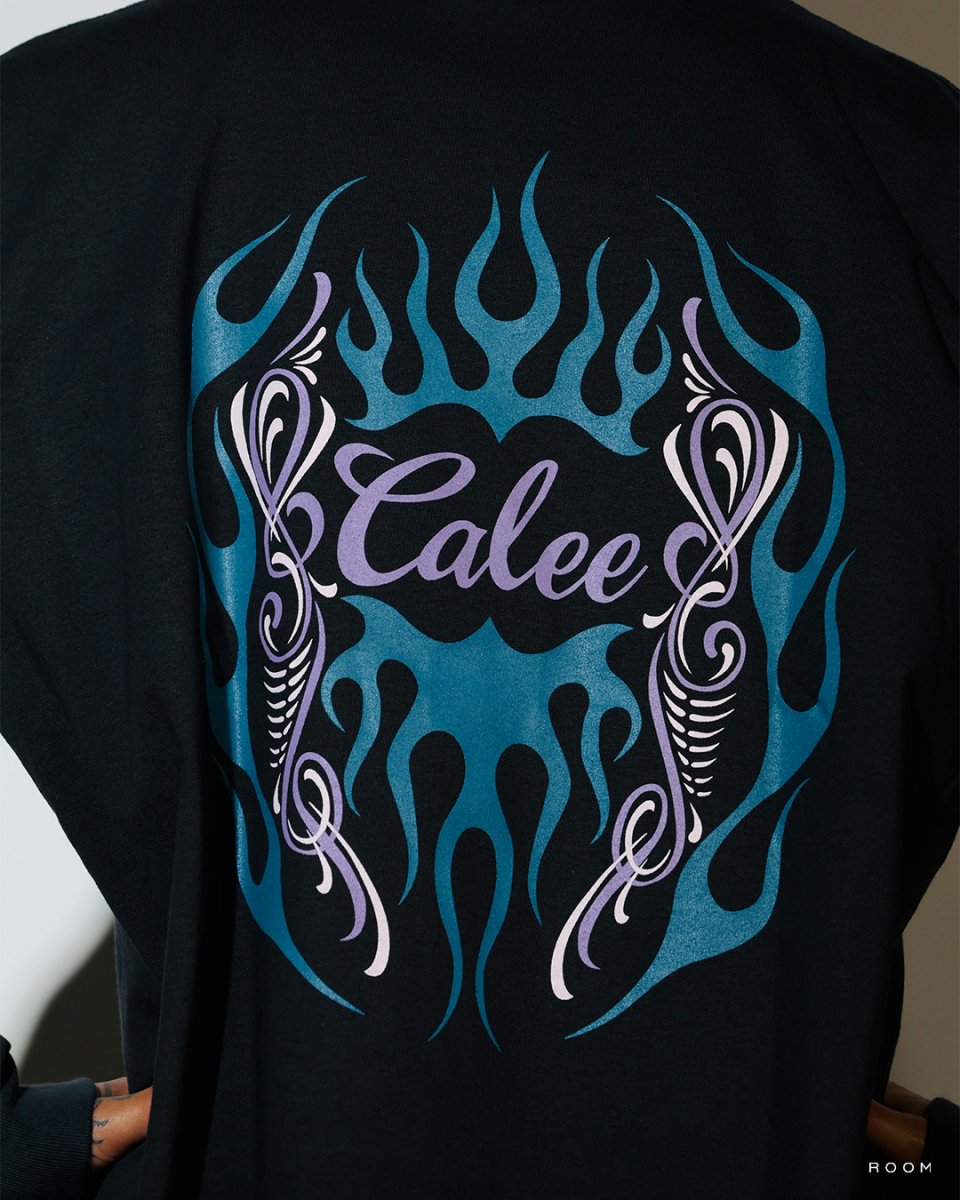 画像4: CALEE  VINTAGE TYPE FLAME LOGO PINSTRIPING L/ S TEE ＜NATURALLY PAINT DESIGN＞ (4)