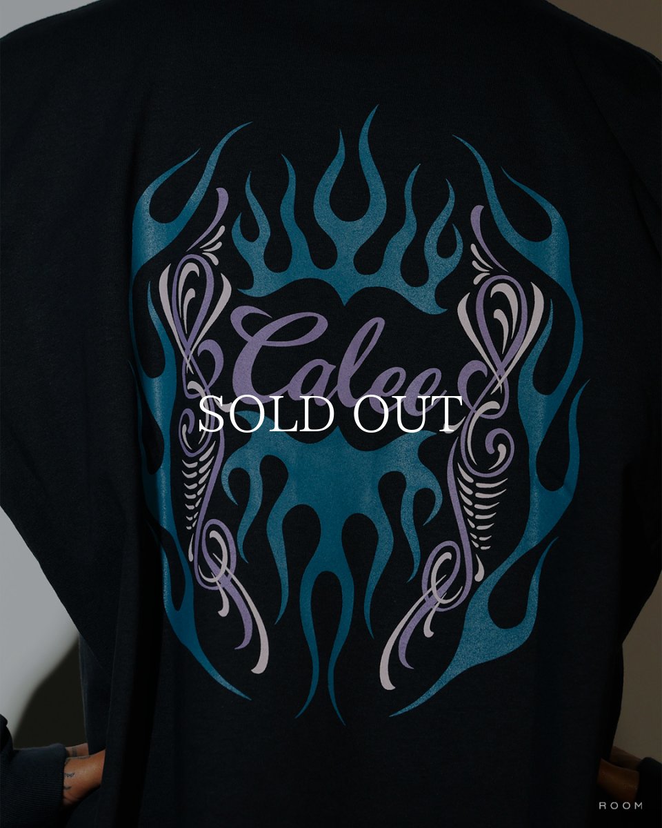 画像4: CALEE  VINTAGE TYPE FLAME LOGO PINSTRIPING L/ S TEE ＜NATURALLY PAINT DESIGN＞ (4)