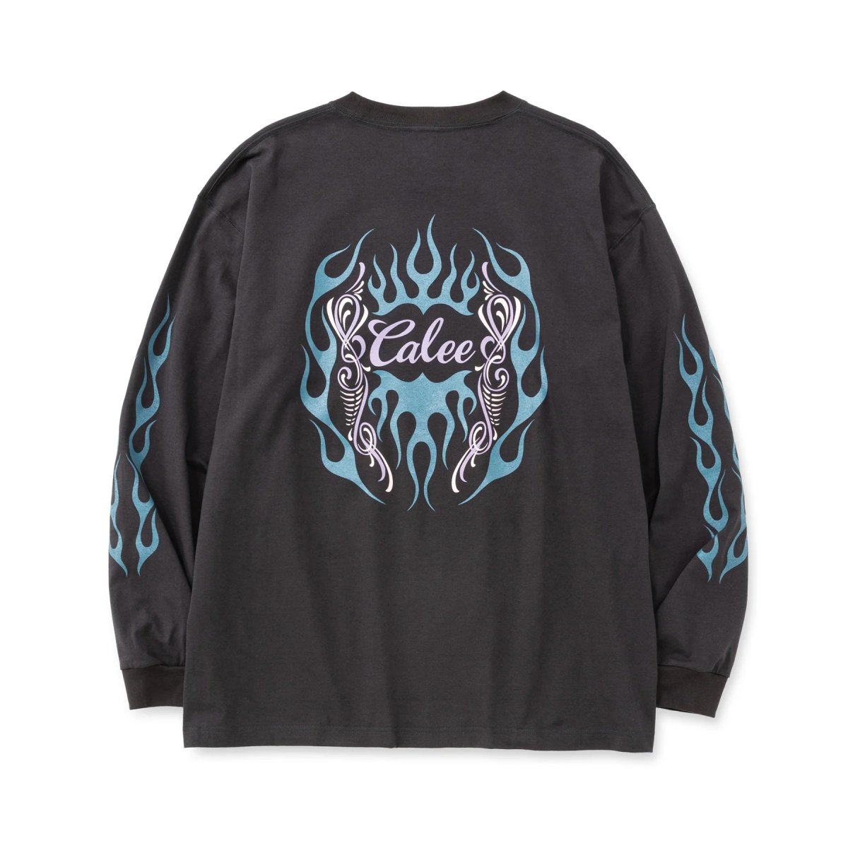 画像2: CALEE  VINTAGE TYPE FLAME LOGO PINSTRIPING L/ S TEE ＜NATURALLY PAINT DESIGN＞ (2)