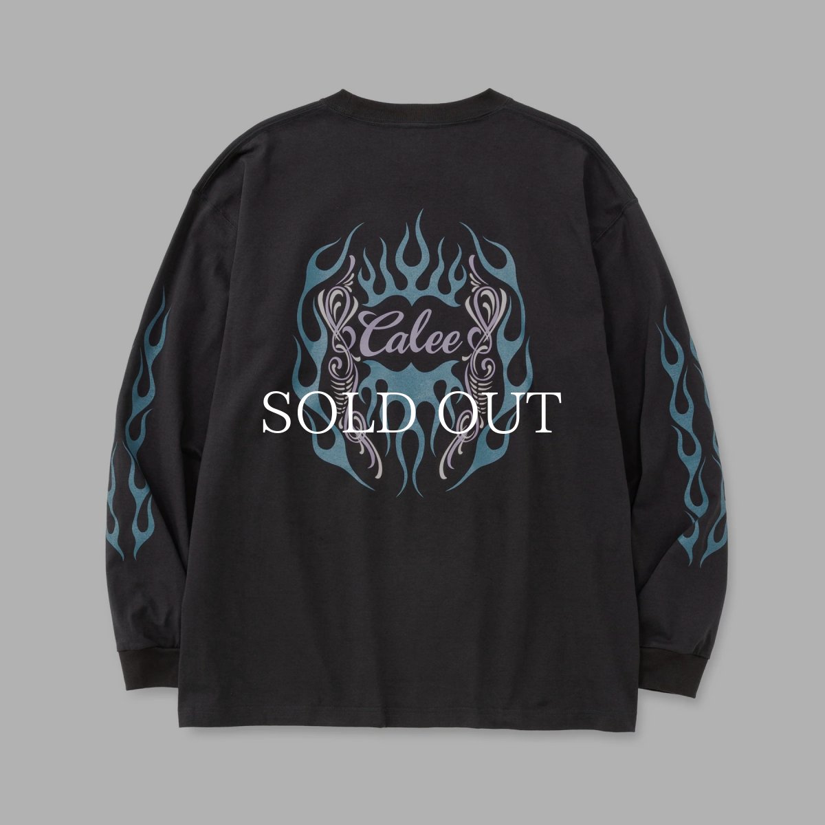 画像2: CALEE  VINTAGE TYPE FLAME LOGO PINSTRIPING L/ S TEE ＜NATURALLY PAINT DESIGN＞ (2)