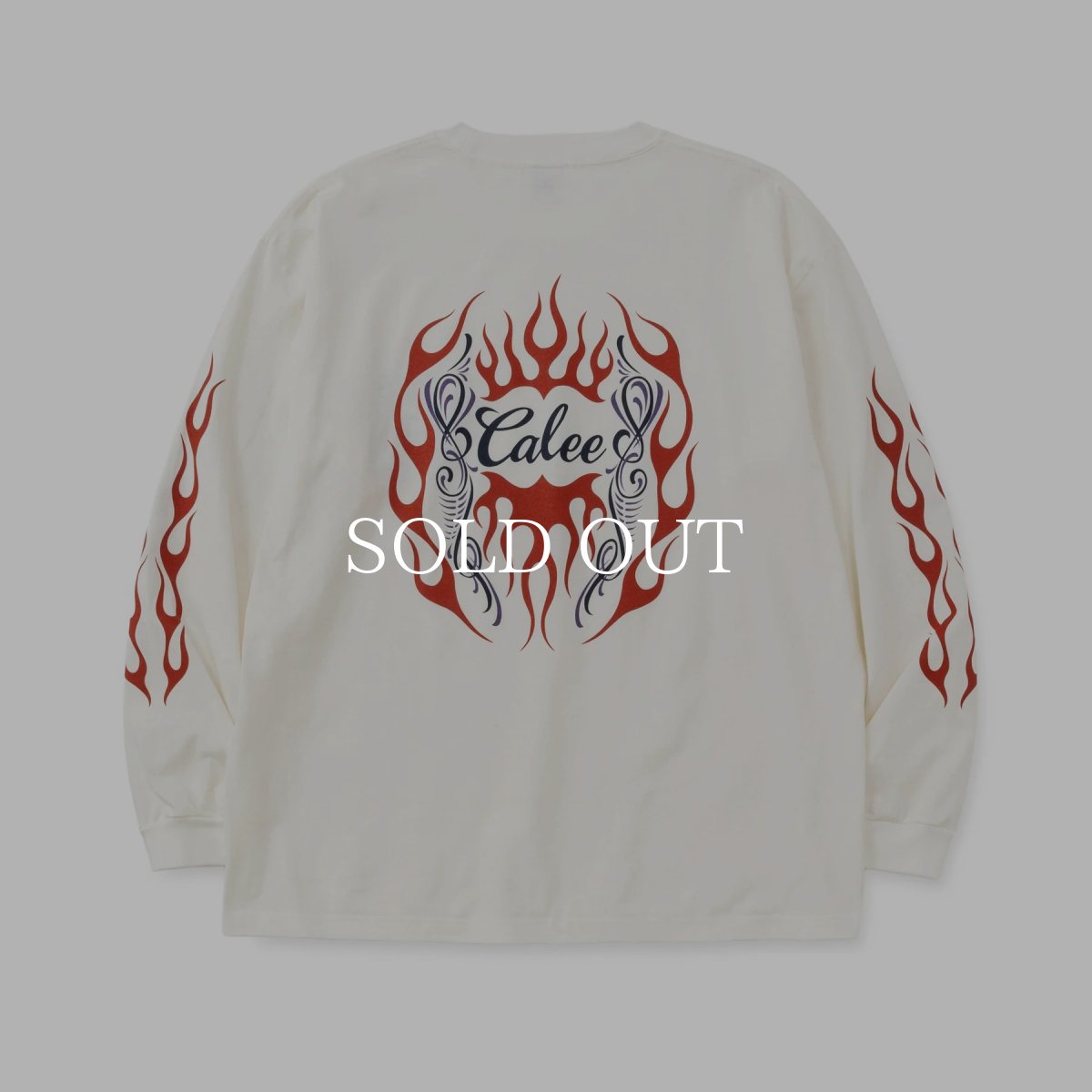 画像7: CALEE  VINTAGE TYPE FLAME LOGO PINSTRIPING L/ S TEE ＜NATURALLY PAINT DESIGN＞ (7)