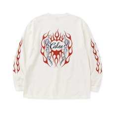 画像7: CALEE  VINTAGE TYPE FLAME LOGO PINSTRIPING L/ S TEE ＜NATURALLY PAINT DESIGN＞ (7)
