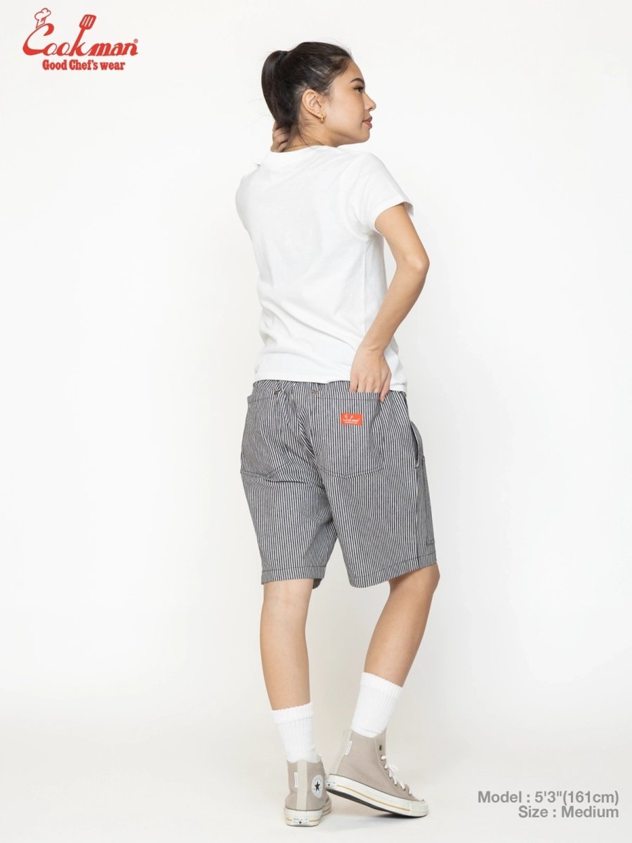 画像11: COOKMAN  シェフパンツ Chef Pants Short Front Pocket Hickory Black (11)