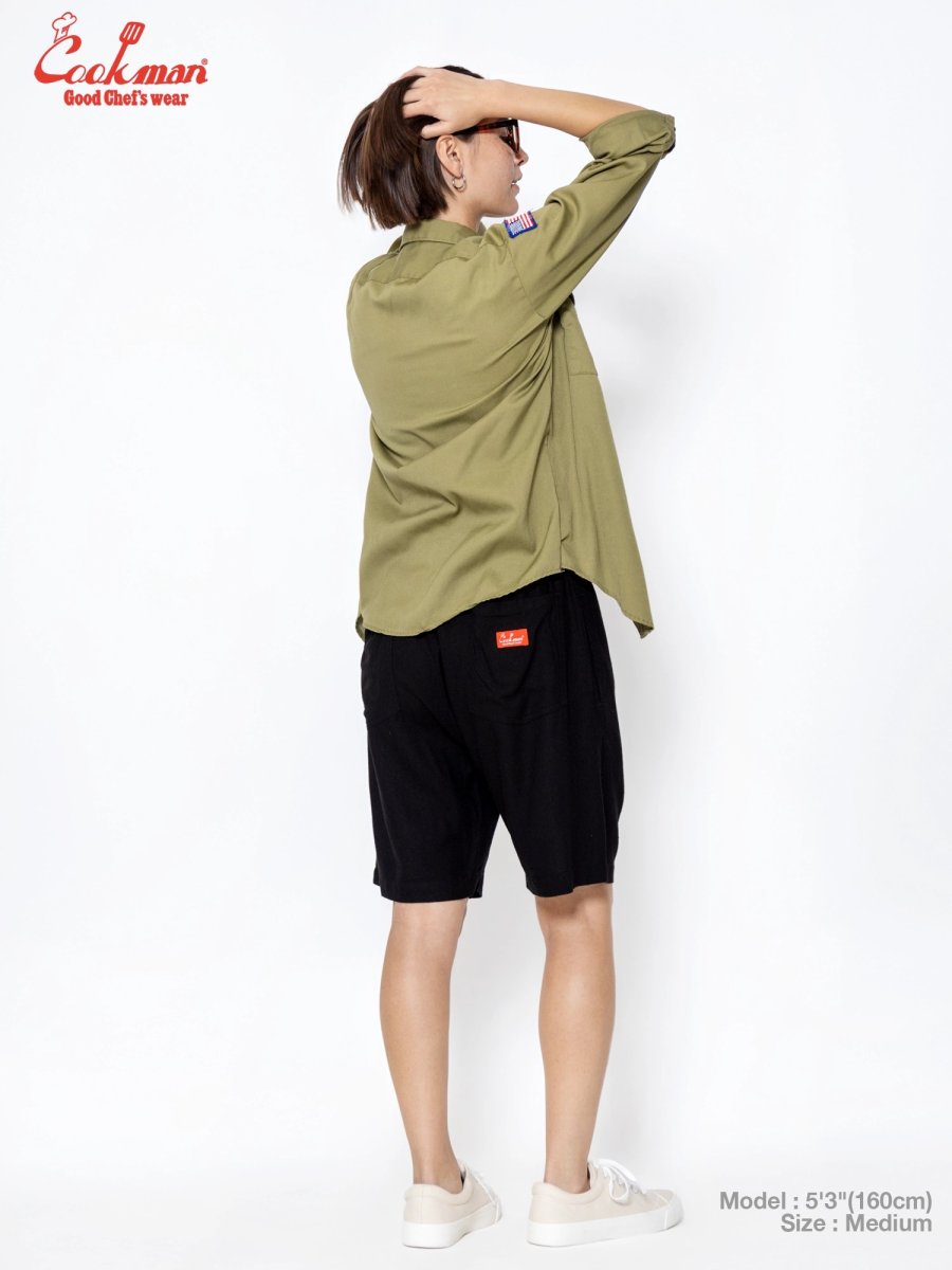画像14: COOKMAN  シェフパンツ Chef Pants Short Linen Black (14)