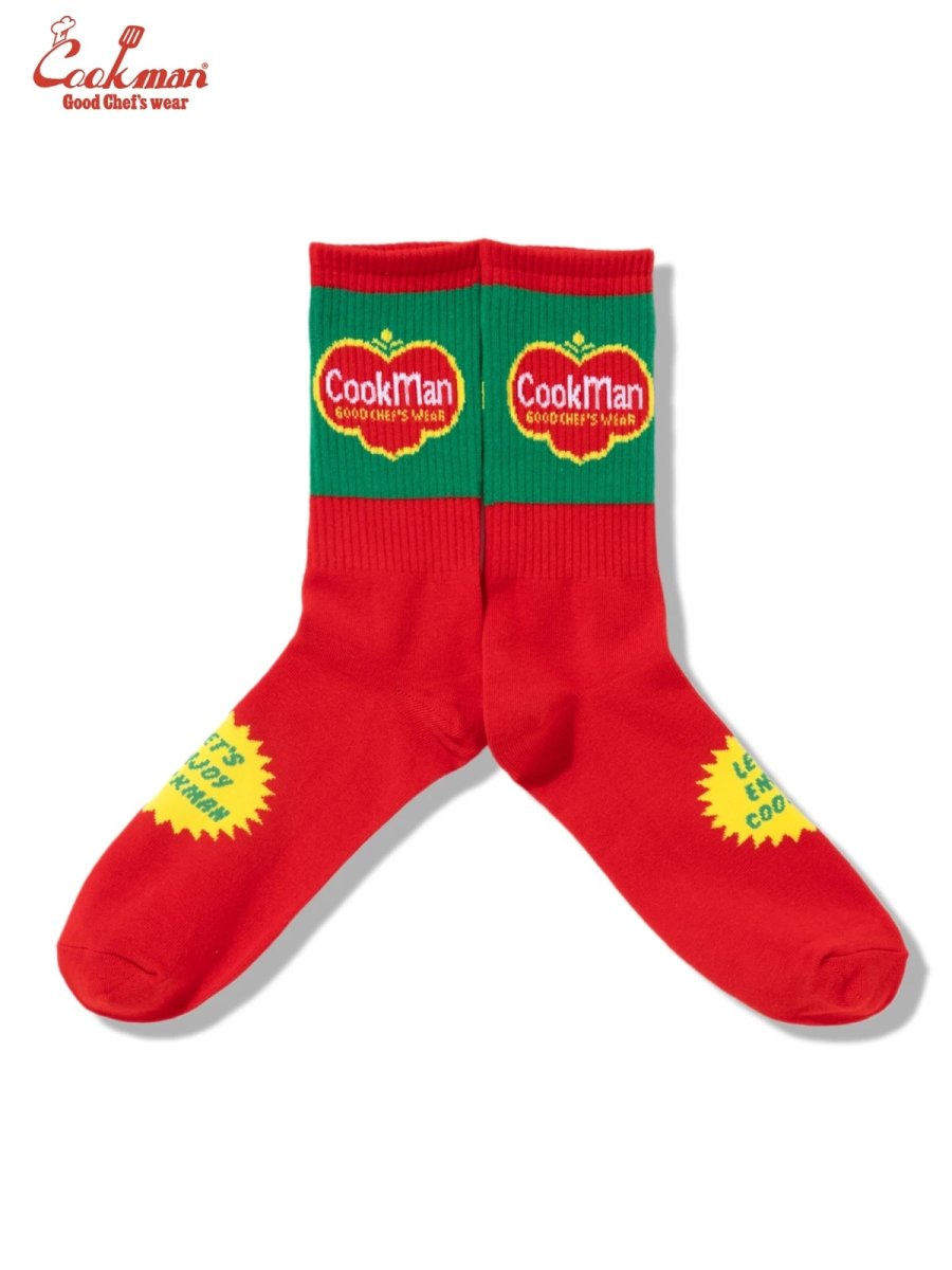 画像1: COOKMAN  ソックス Rib Crew SocksTomato (1)