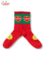 画像1: COOKMAN  ソックス Rib Crew SocksTomato (1)