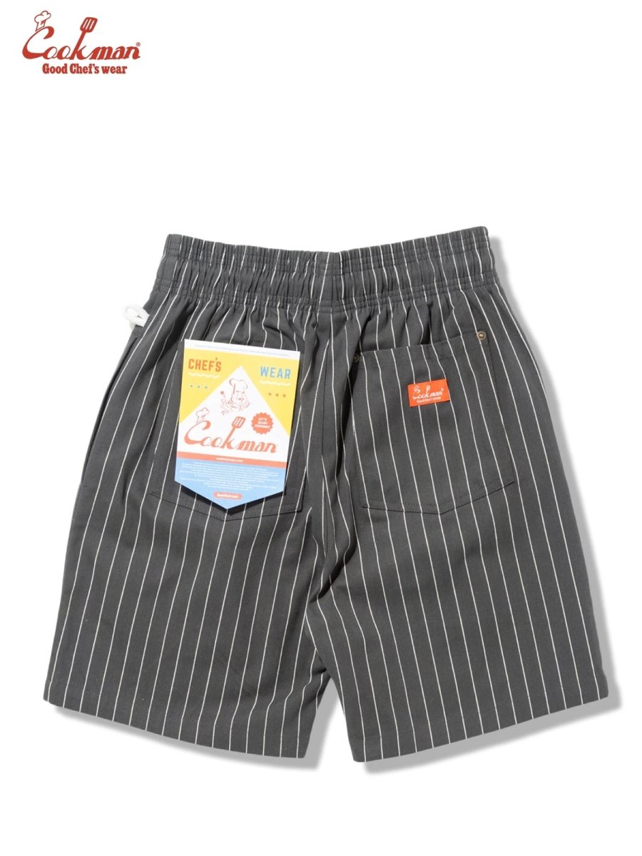画像3: COOKMAN  シェフパンツ Chef Pants Short Front Pocket Herringbone Stripe Charcoal (3)