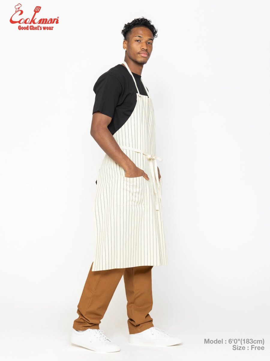 画像12: COOKMAN  ロングエプロン Long Apron Herringbone Stripe Cream (12)