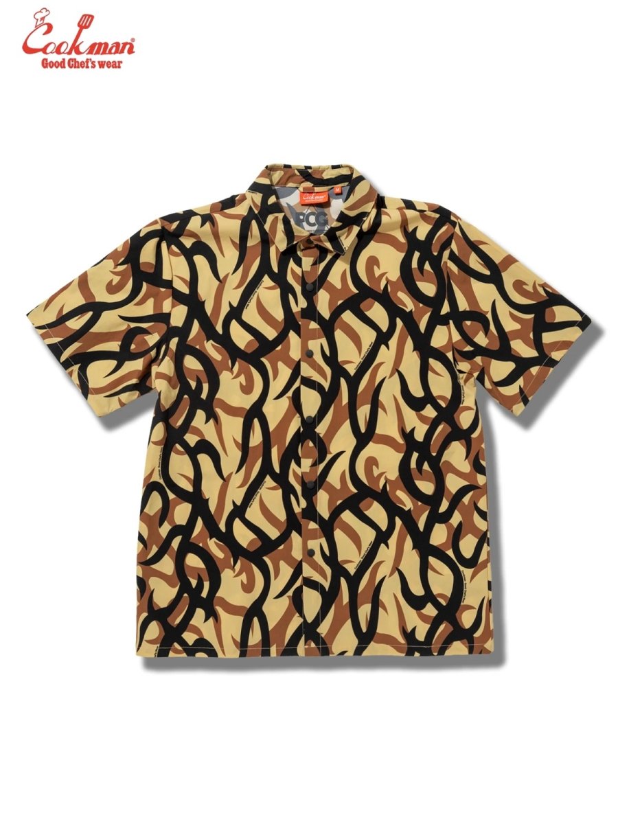画像1: COOKMAN  ワークシャツ Work Shirts Short Sleeve Light Tribal Camo Beige (1)