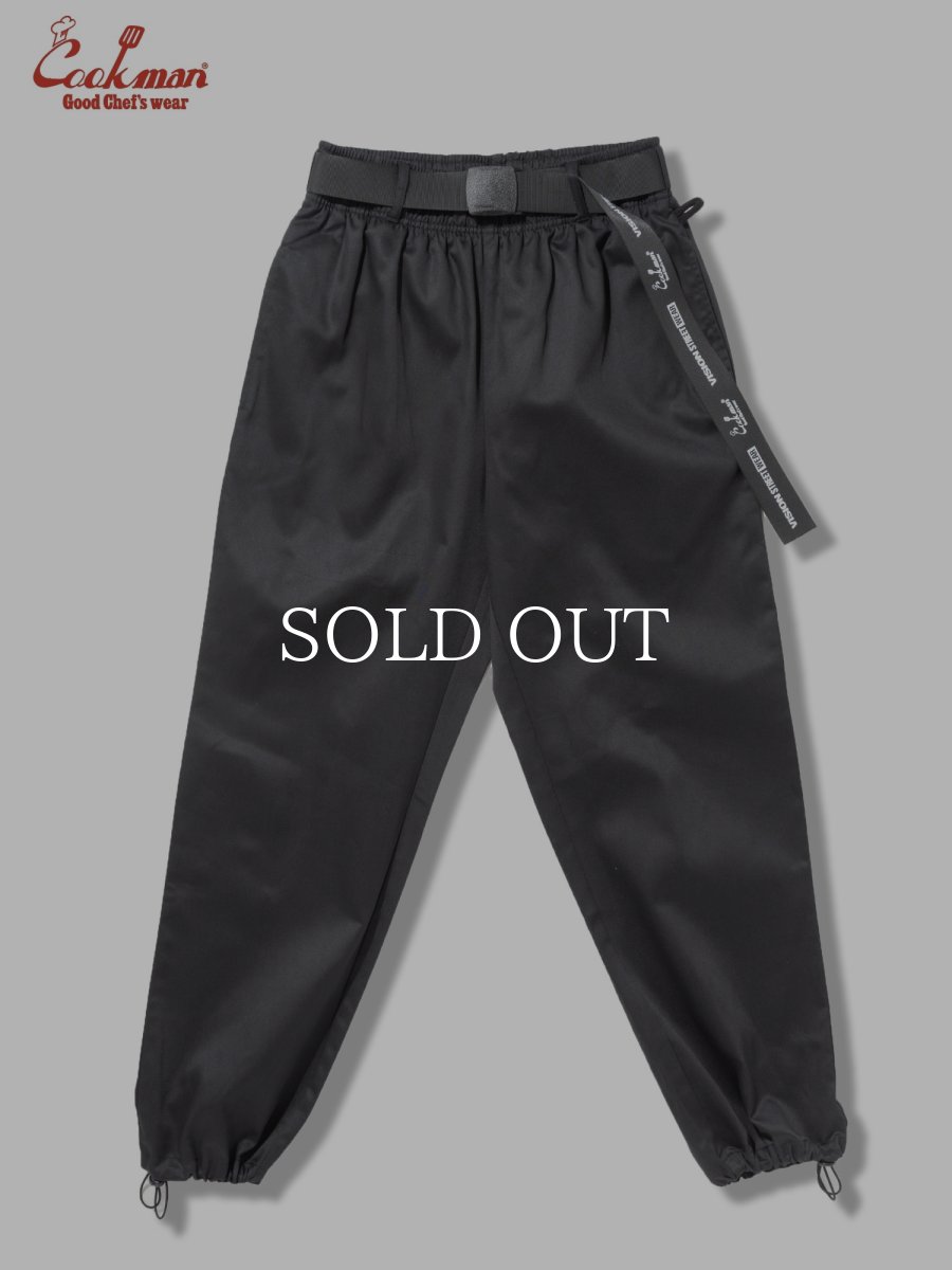 画像2: COOKMAN  シェフパンツ Chef Pants Semiwide Black Belt Vision Black (2)