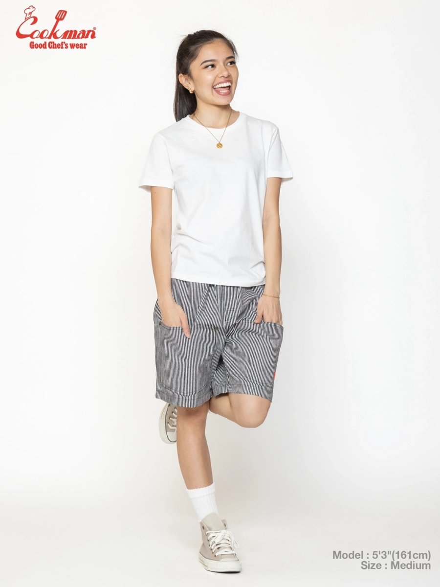 画像9: COOKMAN  シェフパンツ Chef Pants Short Front Pocket Hickory Black (9)