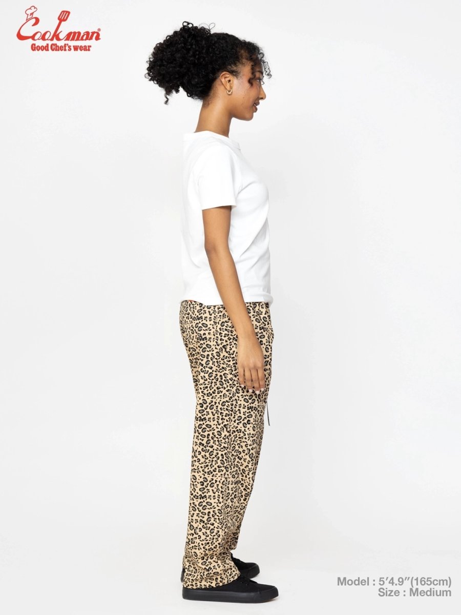 画像11: COOKMAN  シェフパンツ Chef Pants Semiwide Black Belt Vision Leopard Beige (11)