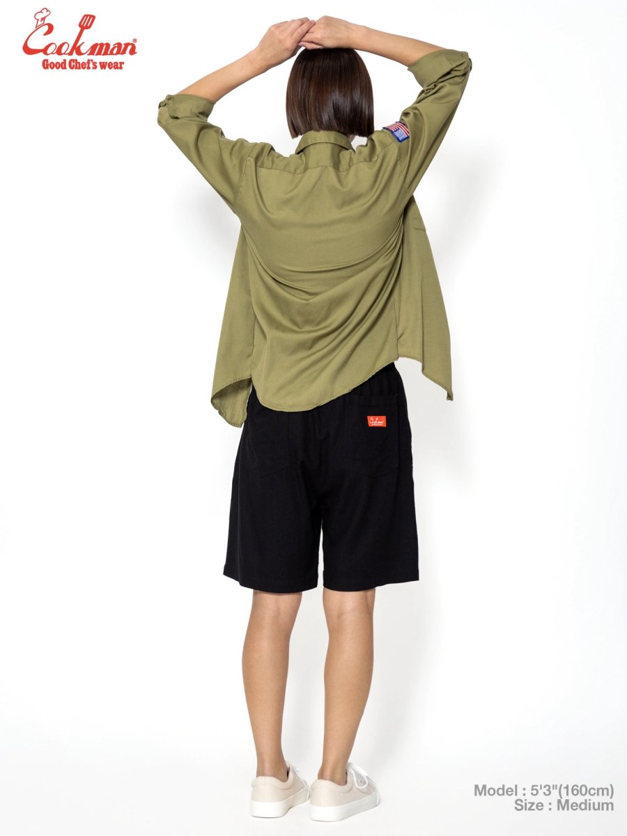 画像13: COOKMAN  シェフパンツ Chef Pants Short Linen Black (13)